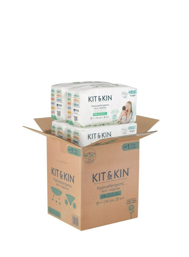 KIT & KIN Baby Diapers For New Born Size 1, 2-5Kg (4-Pack | 152 Counts) Flash Dry Superior Leak Protection Disposable Diapers | Hypoallergenic Skin Protection Diapers Size 1 - Image 2
