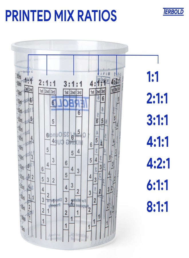 Terbold Paint Mixing Cups, 32oz Disposable Plastic Measuring Cups for Automotive Paint, Epoxy, Resin, Art (Pack of 12) - Image 3