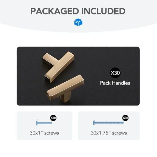 HOME EDIT 30 Pack Solid Single Hole Slim Square Bar Cabinet Pulls - Champagne Bronze Drawer knobs for Kitchen, Bathroom & Dresser Cabinets Hardware - Image 5