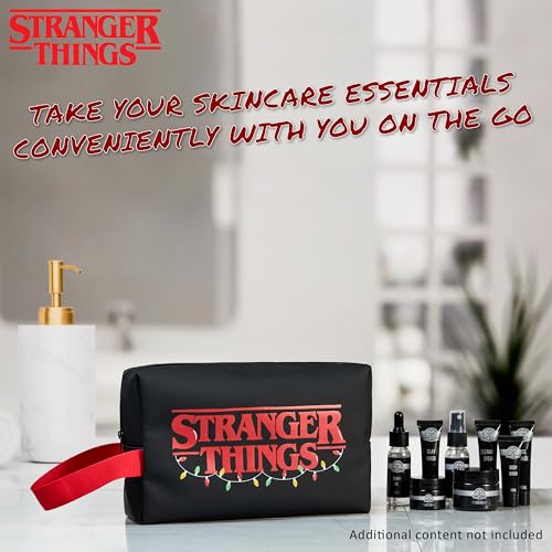 Stranger Things حقيبة غسيل سترينجر ثينغز للنساء والرجال والمراهقين - حقيبة مكياج للسفر وحقيبة أدوات النظافة - هدايا لها (أسود/أحمر) - Image 2