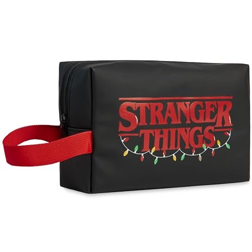 Stranger Things حقيبة غسيل سترينجر ثينغز للنساء والرجال والمراهقين - حقيبة مكياج للسفر وحقيبة أدوات النظافة - هدايا لها (أسود/أحمر) - Image 1