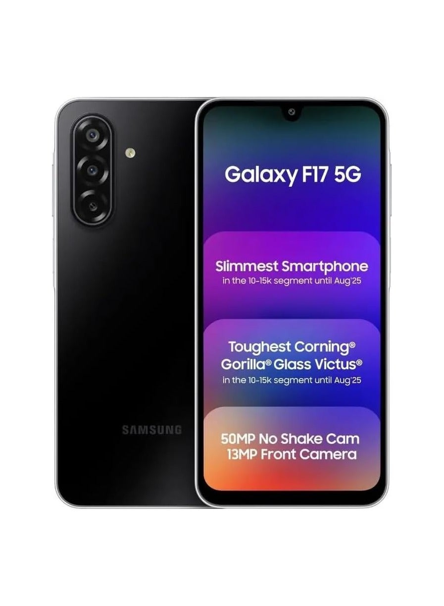 Samsung Galaxy F17 5G Neo Black (4GB RAM, 128GB Storage) Android Smartphone | 6x OS Upgrades | Large Display | 50MP OIS Camera | Gorilla Glass Victus | IP54 Dust & Water Resistant