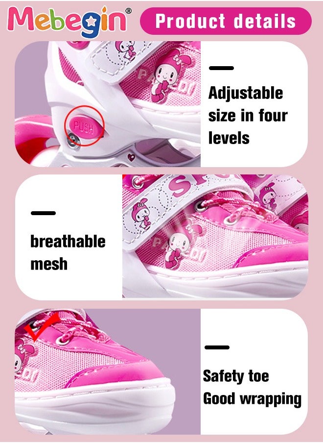 MEBEGIN - Kids Roller Skates Set with Protective Gear and Helmet, Fashion Durable Roller Boots with Wear-resistant Flash Wheels, Comfortable Interior, 4 Sizes Adjustable, for Girls and Youth Beginner, Perfect Gift for Kids - Image 1