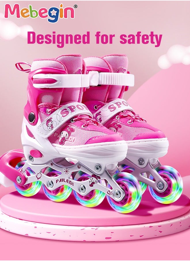 MEBEGIN - Kids Roller Skates Set with Protective Gear and Helmet, Fashion Durable Roller Boots with Wear-resistant Flash Wheels, Comfortable Interior, 4 Sizes Adjustable, for Girls and Youth Beginner, Perfect Gift for Kids - Image 1