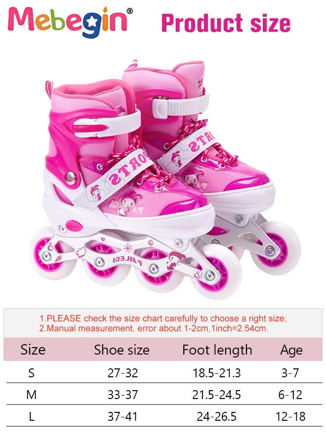 MEBEGIN - Kids Roller Skates Set with Protective Gear and Helmet, Fashion Durable Roller Boots with Wear-resistant Flash Wheels, Comfortable Interior, 4 Sizes Adjustable, for Girls and Youth Beginner, Perfect Gift for Kids - Image 1