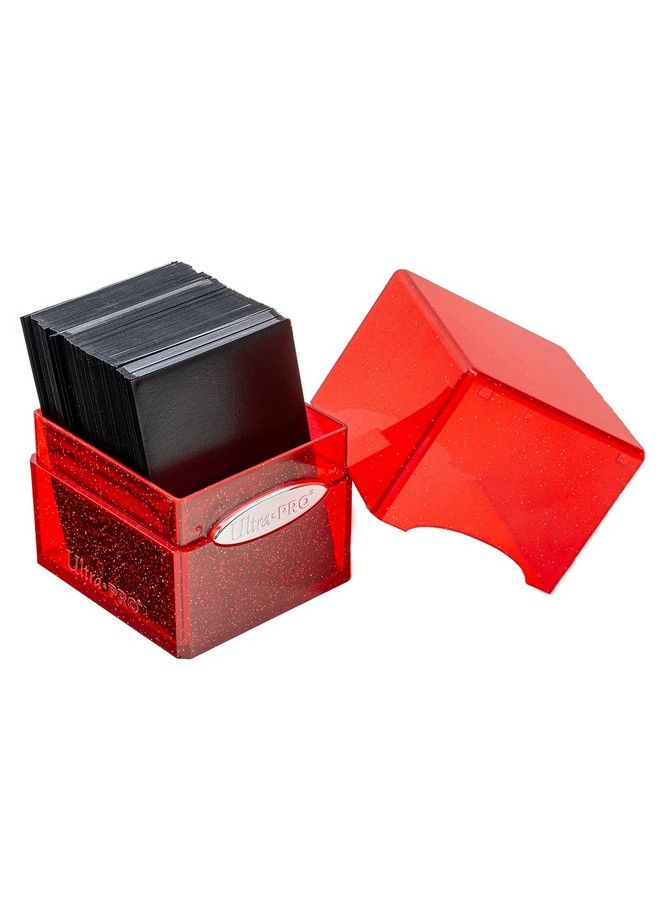 Ultra Pro Satin Cube 100+ Standard Size Card Deck Box (Red Glitter) Protect Your Gaming Cards Sports Cards Or Collectible Cards In Stylish Glitter Deck Box  - Image 3