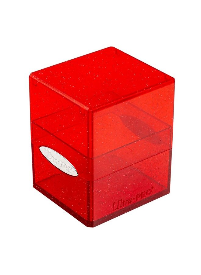 Ultra Pro Satin Cube 100+ Standard Size Card Deck Box (Red Glitter) Protect Your Gaming Cards Sports Cards Or Collectible Cards In Stylish Glitter Deck Box  - Image 2