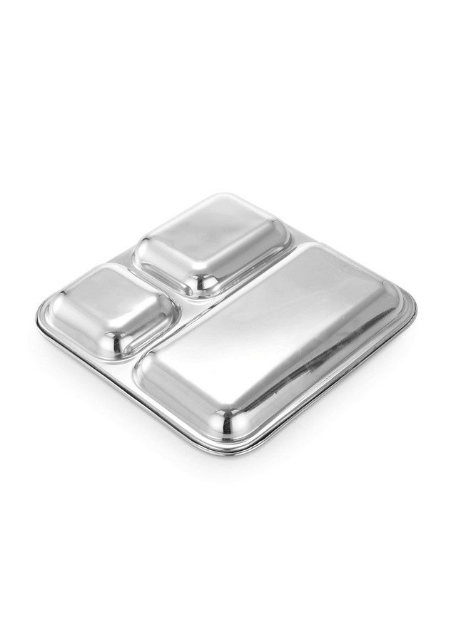 Expresso - Heavy Duty Stainless Steel Square Small Dinner Plate with 3 Sections Divided Mess Trays for Kids Lunch, Camping, Events & Every Day Use Kitchenware, Cartoon Design - Image 2