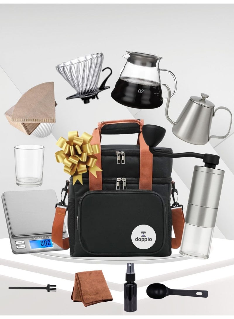 Doppio Complete 12-Piece V60 Coffee Brewing Set with Travel Bag - Image 1