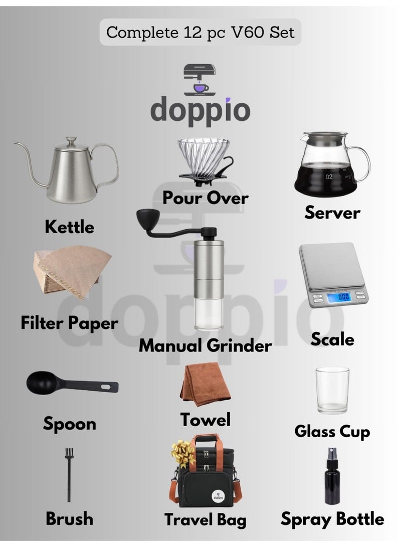 Doppio Complete 12-Piece V60 Coffee Brewing Set with Travel Bag - Image 5