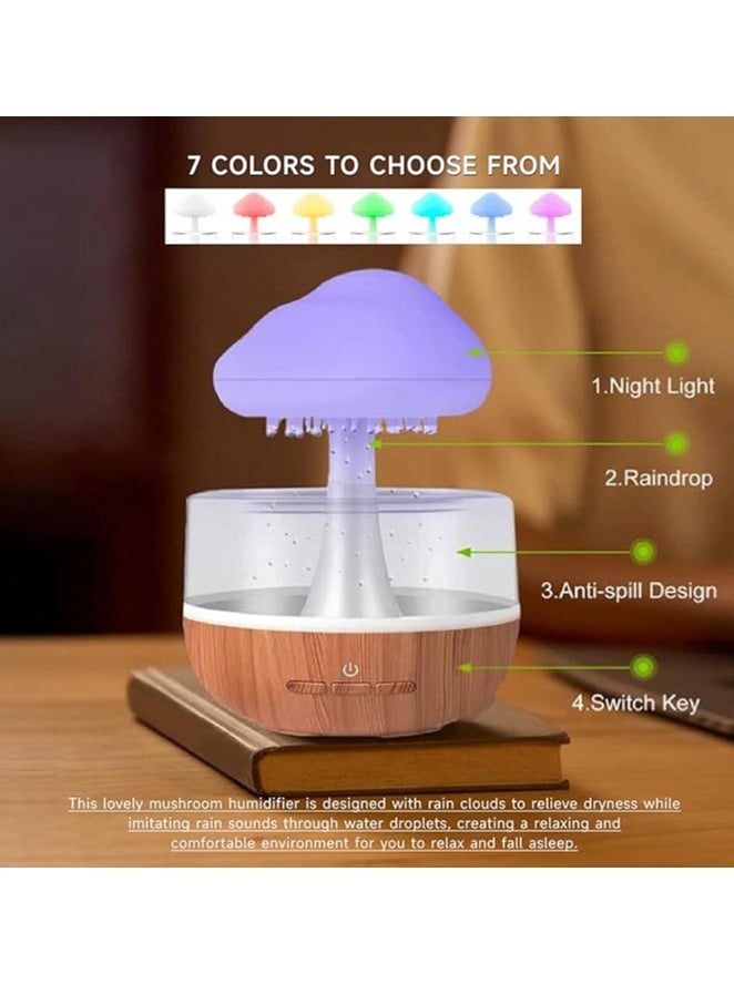 Spaceshoop Rain Cloud Humidifier Water Drip, Cute Raining Cloud Night Light with 7 LED Light, 2000mAh 500ml Raindrop Humidifier for Living Room, Bedroom, Office  - Image 2