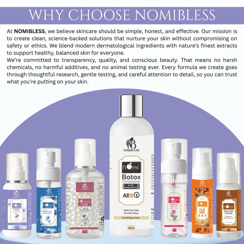 NOMIBLESS Face Cleanser with Aloe Vera, Rice Water & Moringa Extract | Brightening, Acne Control & Deep Cleansing Face Wash for All Skin Types-100ml - Image 4