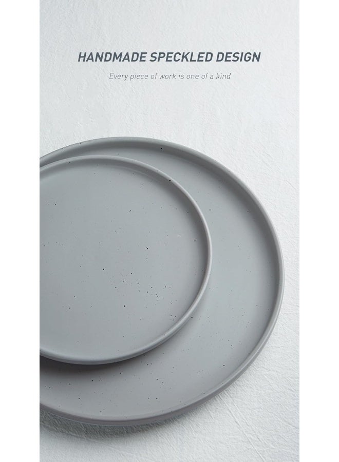 Famiware Dawn 12 Piece Stoneware Dinnerware Set, Set for 4, Scratch Resistant, Microwave & Dishwasher Safe, Light Grey - Image 3