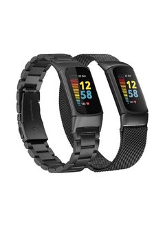 KASTWAVE Fitbit Charge 5 Bands, Magnetic Mesh Loop Bands and Metal Adjustable Stainless Steel Wristband Replacement, for Charge 5 Fitness Health Tracker, 2 Pcs  - Image 1