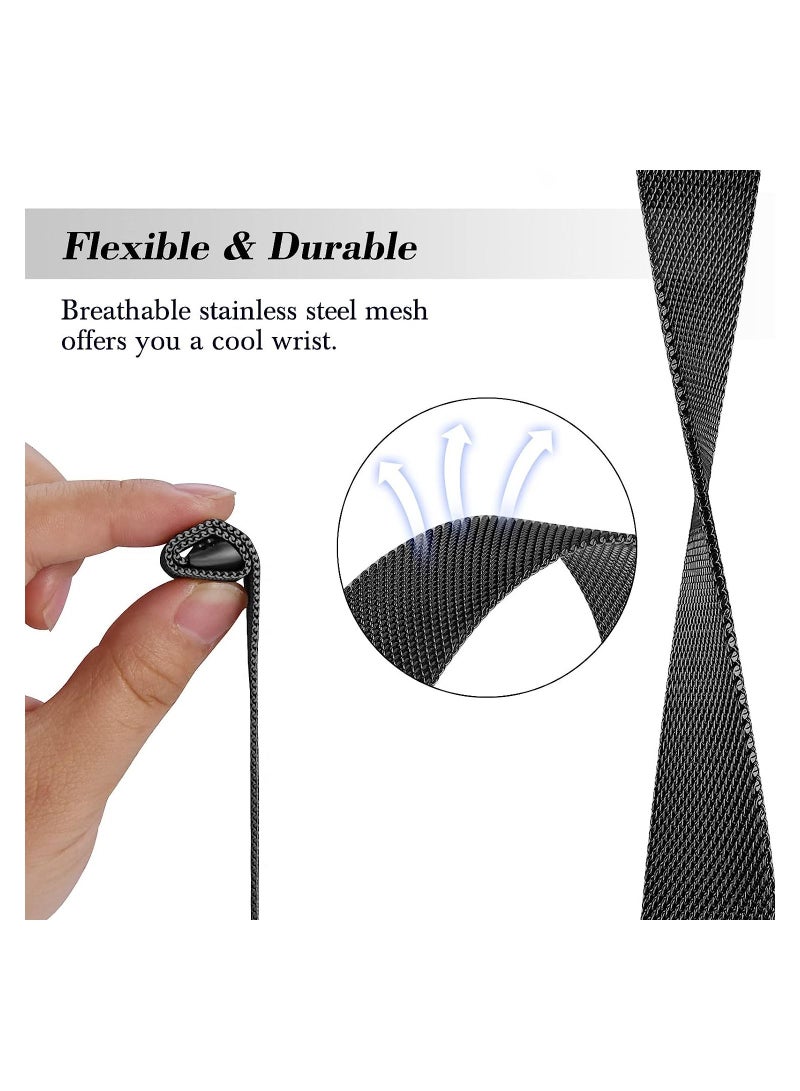 KASTWAVE Fitbit Charge 5 Bands, Magnetic Mesh Loop Bands and Metal Adjustable Stainless Steel Wristband Replacement, for Charge 5 Fitness Health Tracker, 2 Pcs - Image 2