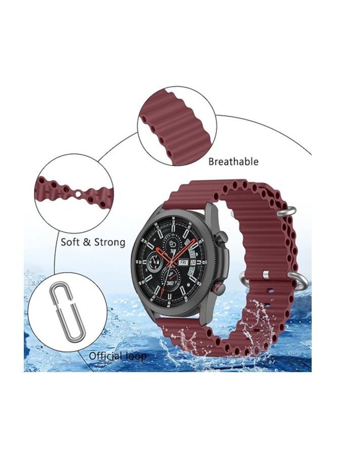 ten.tech - Ocean Silicone Watch Band 22mm for Samsung Galaxy Watch 3 45-46mm / Gear 3, Waterproof Soft Silicone Sport Band for Huawei Watch GT3 46mm / GT2E / GT 46mm / GT2 Pro by Tentec - Wine red - Image 1