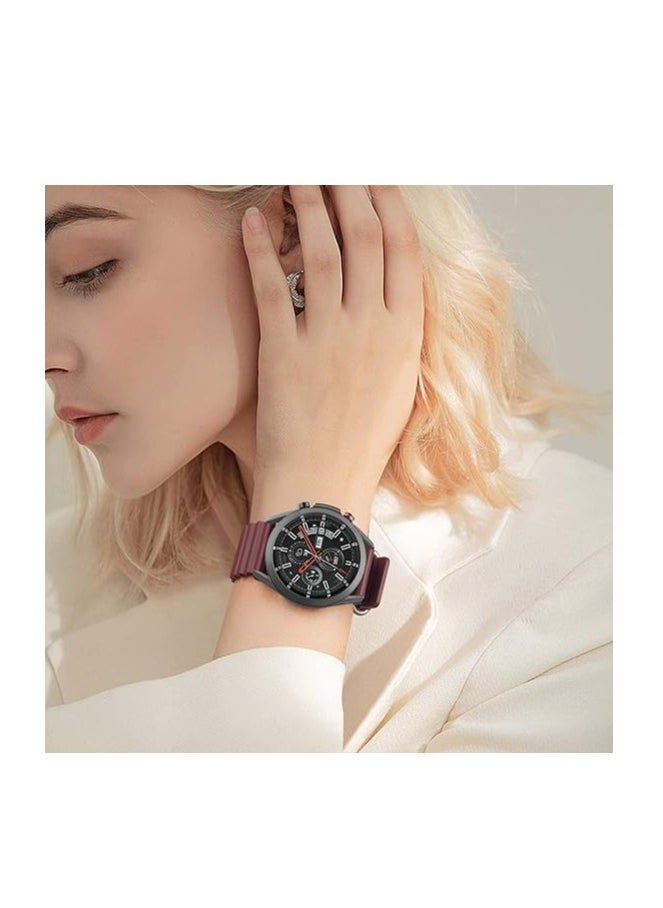 ten.tech - Ocean Silicone Watch Band 22mm for Samsung Galaxy Watch 3 45-46mm / Gear 3, Waterproof Soft Silicone Sport Band for Huawei Watch GT3 46mm / GT2E / GT 46mm / GT2 Pro by Tentec - Wine red - Image 1