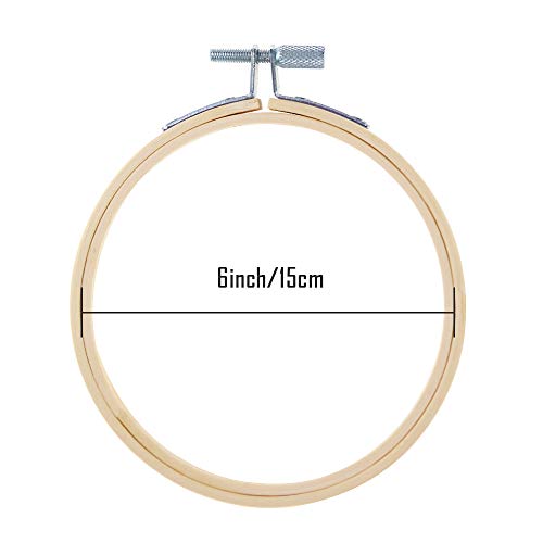 Pllieay 6 Pieces 6 inch/ 15cm Round Embroidery Hoops Bamboo Circle Cross Stitch Hoop Rings for Craft Sewing - Image 3