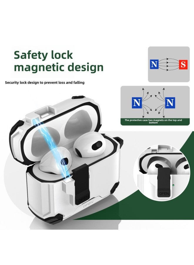 Suitable For Airpods4 Protective Cover Apple 4 Generation Earphone Case Airpodspro2 Bracket Elastic Cover Protective Shell-Color:White+purple-Applicable Models:airpods Pro/pro2 - Image 5