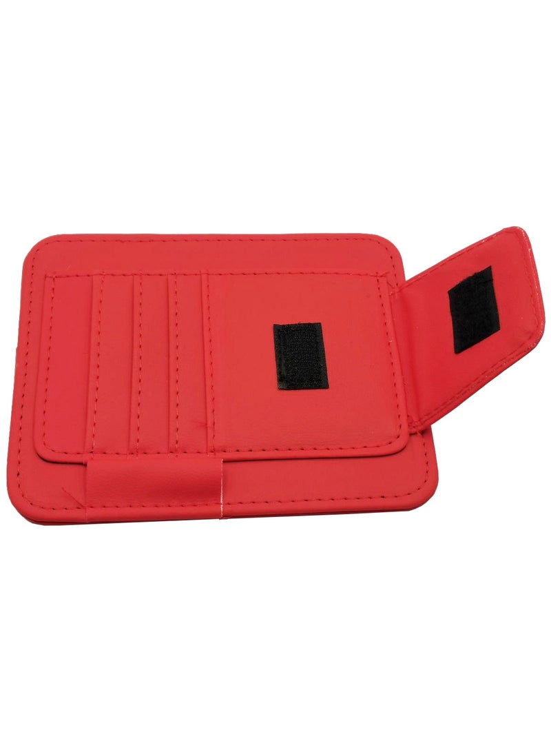 نيسان حامل تذاكر جلدي وحامل نظارات للسيارة ومحفظة بطاقات السيارة ومنظم حاجب الشمس للسيارة نيسان أحمر SV-0002 - Image 2