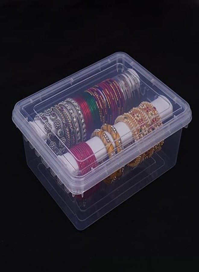 MFN Two Rod Bangle Box For Storage Plastic Big Size,Jewellery Box For Travelling,Bride,Poratble Chudi Organizer For Travel,Transparent Organiser (Made In India) - Image 1