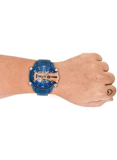 JoeFox Men's Watch Stainless Steel Fashion Analog Digital Wrist Watch Dual Dial Time Waterproof Quartz Watch Dual Time Royal Blue  - Image 3