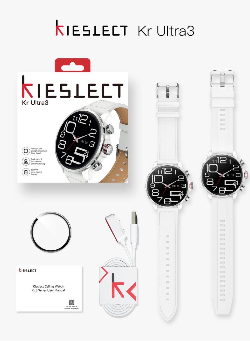 Kieslect KR Ultra 3 – Premium 1.5” AMOLED Smartwatch with Bluetooth Calling, Dual-Band GPS, 178+ Sports Modes & AI Custom Faces | 7-Day Battery & 5ATM Waterproof White - Image 5