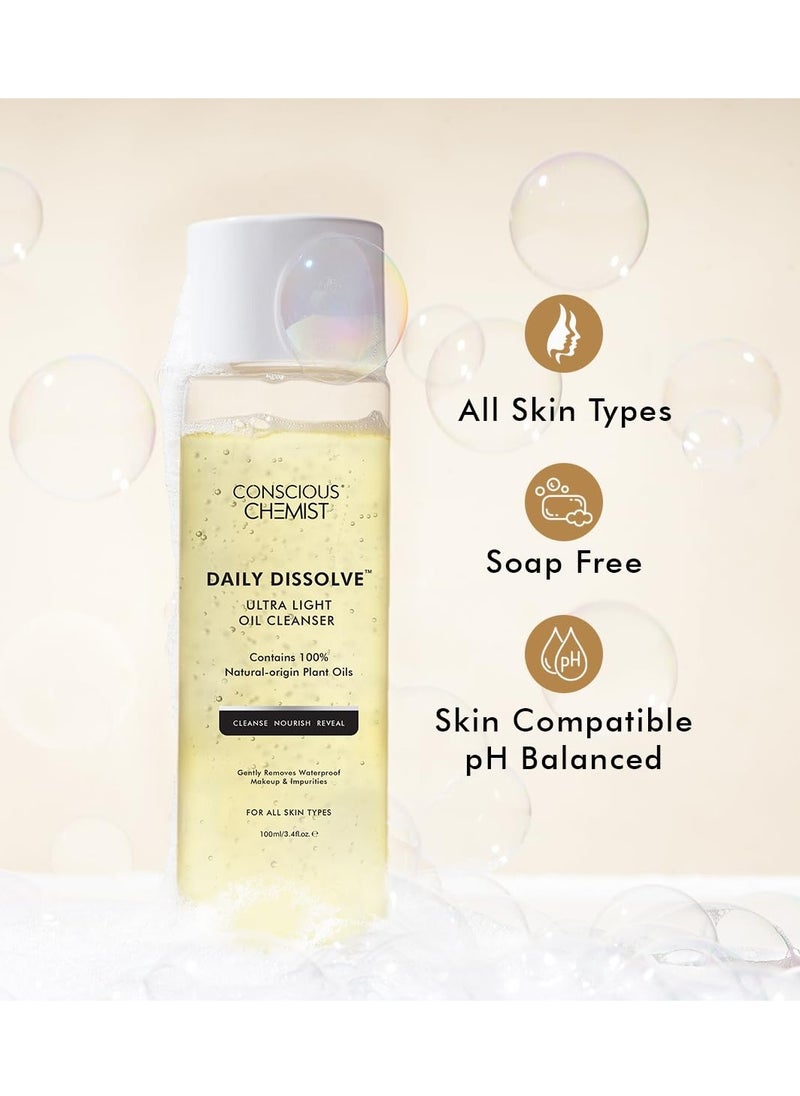 CONSCIOUS CHEMIST - Conscious Chemist® Oil Cleanser for Face | 100ml | Cleanser for oily skin, Face Cleanser with Olives for Women & Men with SPF & Impurities For Soft & Glowing for all Skin, Natural Oil - Daily Dissolve - Image 1