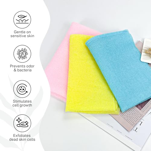 Yiclick Exfoliating Washcloth Towel- Exfoliating Body Scrubber Exfoliator, Back Scrubber for Shower Bath, Exfoliate Rags Wash Cloths, Loofah Lufa Sponge, Body Scrub & Exfoliation Women Men - Image 2