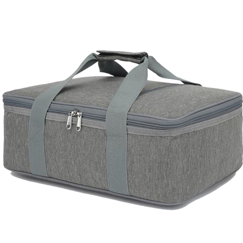 GYEUKHAM Insulated Casserole Carrier Bag Large Portable Hot and Cold Food Storage Tote with Handles Thermal Bag for Parties Picnics Camping TravelFits 9x13 Baking DishGrey - Image 1