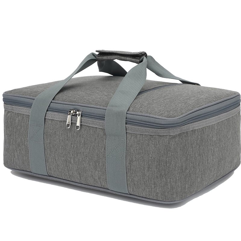 GYEUKHAM Insulated Casserole Carrier Bag Large Portable Hot and Cold Food Storage Tote with Handles Thermal Bag for Parties Picnics Camping TravelFits 9x13 Baking DishGrey - Image 2