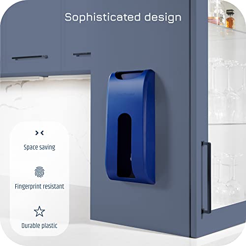 Manterio Plastic Bag Holder | Durable Plastic Wall Mount Kitchen Grocery Bag Storage Organizer | Smudge Proof, Fingerprint Resistant | Blue - Image 4