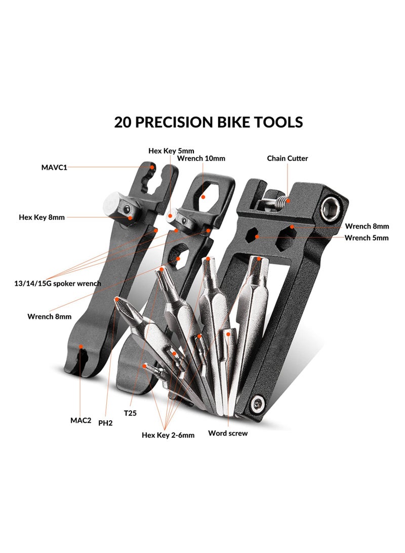 SYOSI Bicycle Multi-Tool 20-In-1 Multitools Foldable Repair Tool Set Made of Stainless Steel Multi Function Bike Repair Tool Replacement - Image 2