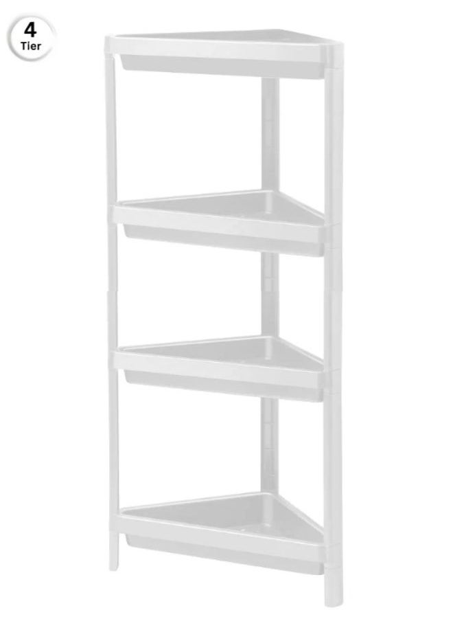 Generic Shelf Unit Corner Bathroom Organizer 4-Tier Toilet Storage Plastic Rack Easy To Assemble Toilet Bathroom Unit Shelves  - Image 1