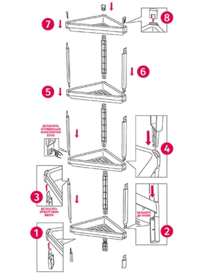 Shelf Unit Corner Bathroom Organizer 4-Tier Toilet Storage Plastic Rack Easy To Assemble Toilet Bathroom Unit Shelves
