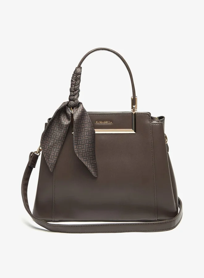 Flora Bella By Shoexpress Women Solid Tote Bag with Zip Closure and Ribbon Detail