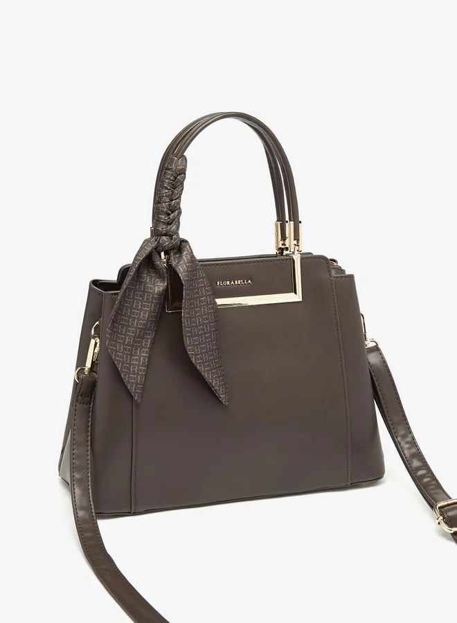 Flora Bella By Shoexpress Women Solid Tote Bag with Zip Closure and Ribbon Detail