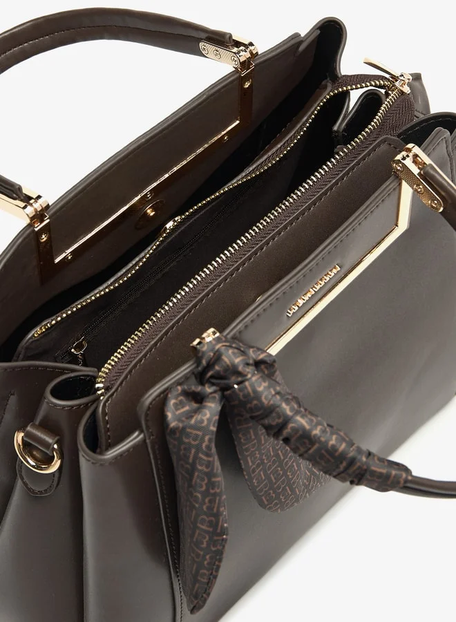 Flora Bella By Shoexpress Women Solid Tote Bag with Zip Closure and Ribbon Detail