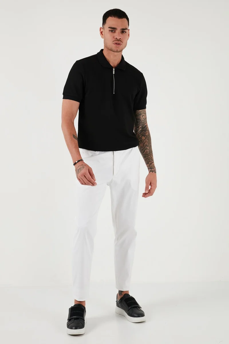 بوراتي Cotton Regular Fit Zippered Polo Neck T Shirt Men's Polo Neck T Shirt 5902915