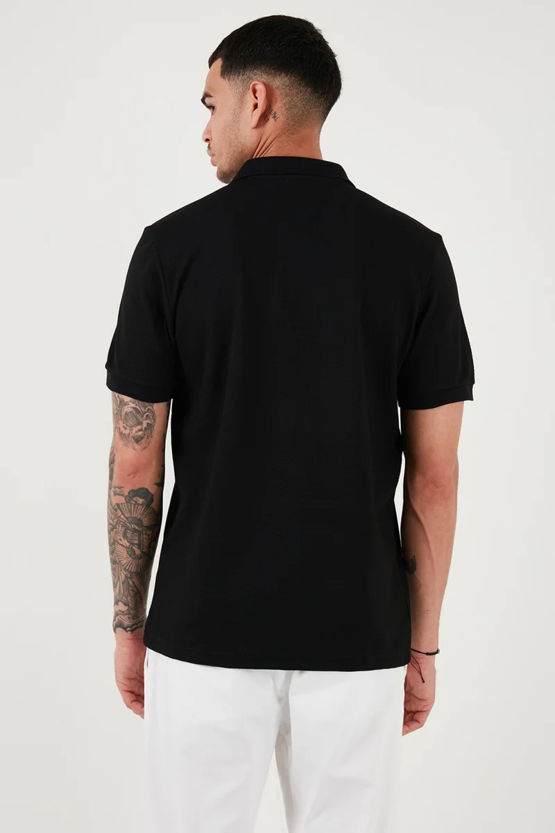 بوراتي Cotton Regular Fit Zippered Polo Neck T Shirt Men's Polo Neck T Shirt 5902915