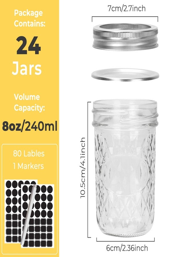 CycleMore Mason Jars 8 oz, 24 Pack Canning Jars with Airtight Lids and Bands, half pint canning jars Ideal for Fermenting, Jam, Honey, Pickling, Wedding/Shower Favors, DIY Decors - Image 2