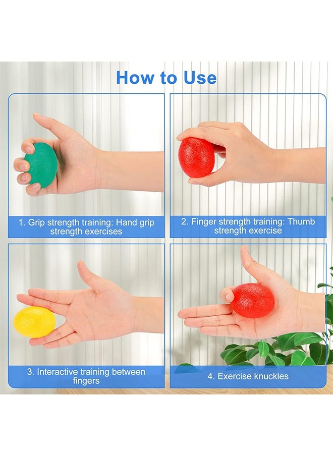 HS - Hand Exercise Ball, 3PCS Hand Grip Strength Trainer Squeeze Balls For Hand Flexibility Recovery Sports Massage Rehabilitation Grip Strength Ball Hand Wrist Trainer With Different Hardness - Image 1