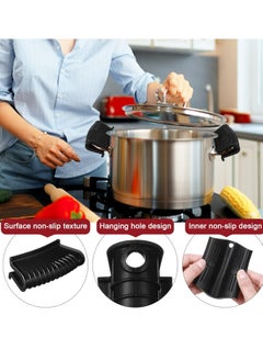 Oasisgalore 8 Pieces Silicone Hot Handle Holder Non Slip Pot Handle Covers Heat Resistant Cast Iron Handle Cover Cookware Handle(Black, Red)  - Image 3