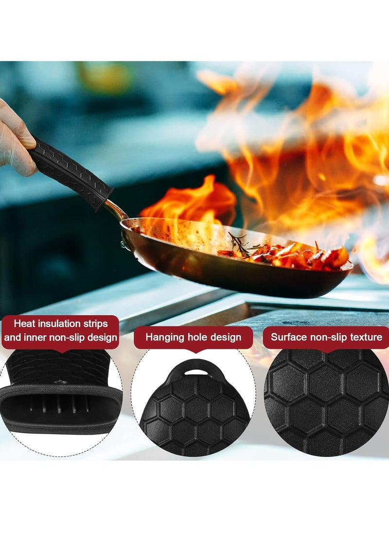 Oasisgalore 8 Pieces Silicone Hot Handle Holder Non Slip Pot Handle Covers Heat Resistant Cast Iron Handle Cover Cookware Handle(Black, Red)  - Image 4
