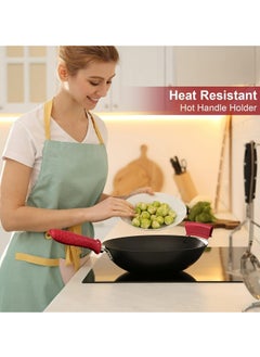 Oasisgalore 8 Pieces Silicone Hot Handle Holder Non Slip Pot Handle Covers Heat Resistant Cast Iron Handle Cover Cookware Handle(Black, Red)  - Image 5