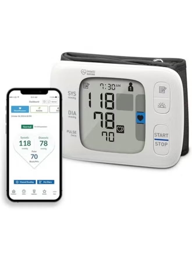 Digital Wireless Wrist Blood Pressure Monitor for Home Use, Automatic Blood Pressure Monitor with Bluetooth Connectivity, Memory Storage and Mobile App Support - Image 1