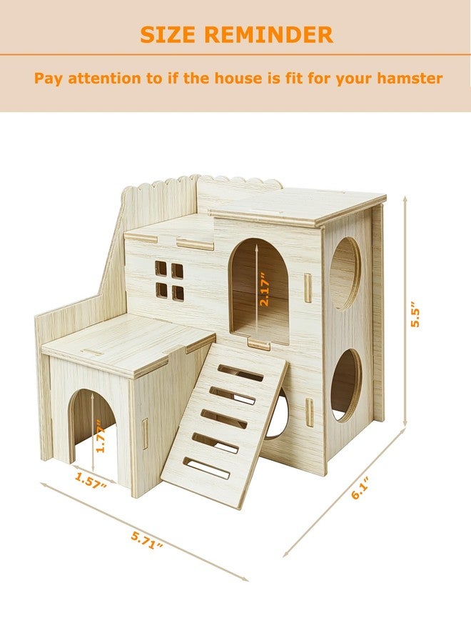 Sirvarni Hamster Hideout Cage Accessories - Hamster House and Habitat Wooden Hide Hut with Climbing Ladder for Dwarf Gerbils and Mouse Mice Rat Other Small Animals etc. - Image 2