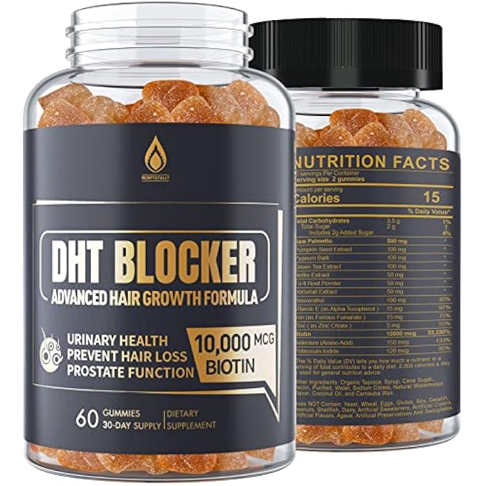EnvyDeal DHT Blocker Gummies Hair Growth Supplement, Super Potency Saw Palmetto & Biotin 10000 mcg for Women & Men, Plus 12 Proprietary Blend - Prevent Hair Loss, Blocking DHT Receptors, Hormonal Balance - Image 1