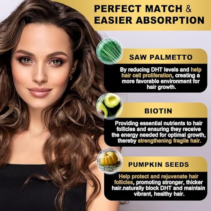 EnvyDeal DHT Blocker Gummies Hair Growth Supplement, Super Potency Saw Palmetto & Biotin 10000 mcg for Women & Men, Plus 12 Proprietary Blend - Prevent Hair Loss, Blocking DHT Receptors, Hormonal Balance - Image 4