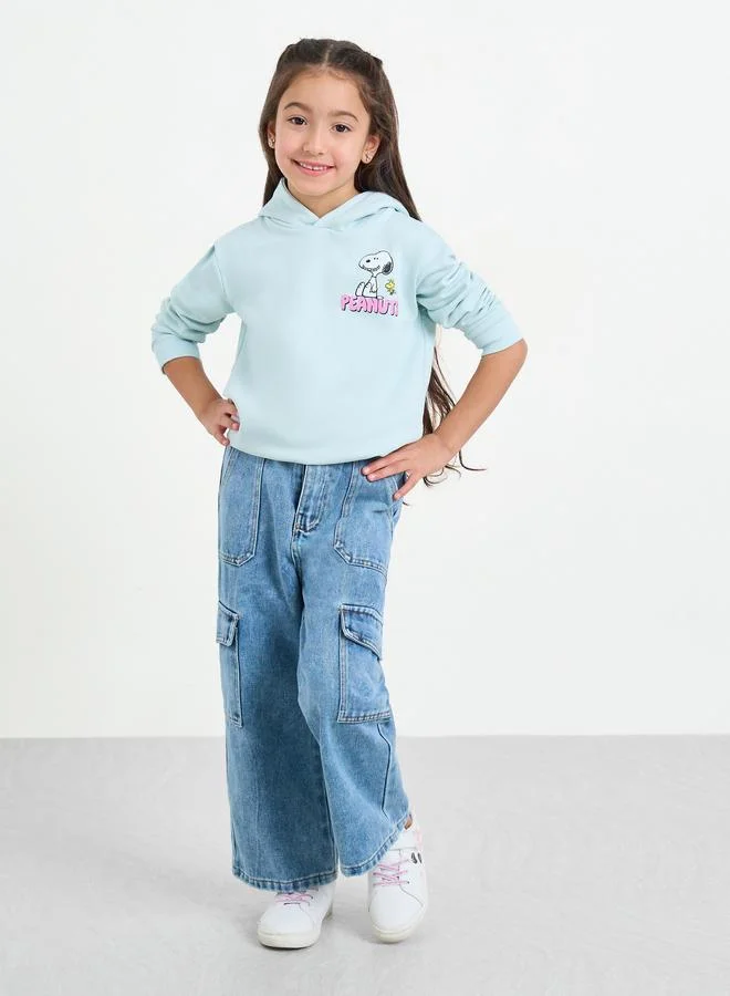 Styli Girls Blue Peanuts Graphic Hoodie